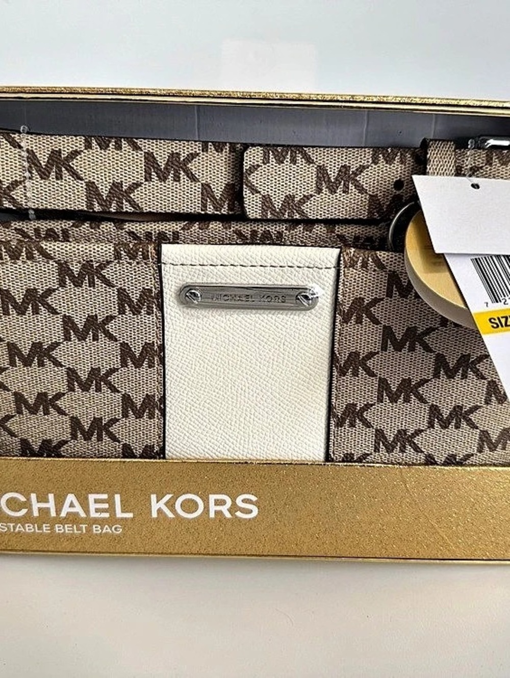 Michael Kors Boxed Belt Bag Brown & White L/XL NWT